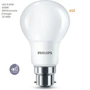 Philips PACK 12 AMPOULESESS LEDBULB 9W B22 6500K 230V 1PF/12 MA