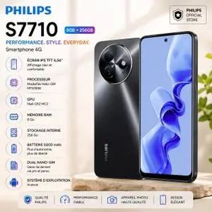 Philips Smartphone Dual Nano-SIM 8 Go RAM 256 Go Écran 6,56" Batterie 5000 mAh, S7710