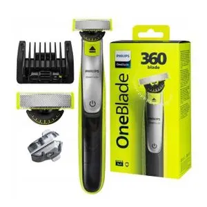 Philips OneBlade 360 hybride Visage : rasoir/tondeuse à barbe électrique, avec innovation lames 360, visage &amp; corps, 5 en 1 / QP2734/23
