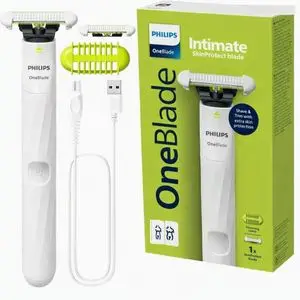 Philips Rasoir tondeuse intime electrique OneBlade Protection optimale les parties intimes Aucune irritation après rasage pour femmes et hommes Étanche-QP1924/20