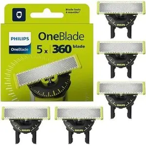 Philips Lames de rechange OneBlade Original 360, pour tous les modèles OneBlade et OneBlade Pro, 5 pièces (modèle QP450/50), très large compatibilité.