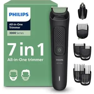 Philips Tondeuse tout-en-un Multigroom série 3000 7 accessoires - Tondeuse pour barbe et cheveux, Lames auto-affûtées respectueuses de la peau, 10 hauteurs de coupe, Modèle MG3930/15