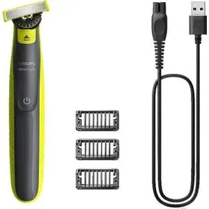 Philips OneBlade 360 Tondeuse visage. Taillez, stylisez et rasez - Convient à toutes les longueurs de poils - 3 sabots clipsables - Autonomie de 45 minutes - Utilisation sur peau sèche ou humide