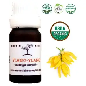 Pura Huile essentielle d'ylang-ylang complète 10ml - Certifiée bio USDA - Made in Madagascar