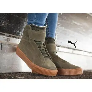 Puma Baskets Platform Mid Femme en cuir Nuit d'Olive
