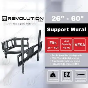 REVOLUTION Support mural TV LED Galaxy N°470, 26 à 60 pouces, 40 kg, VESA