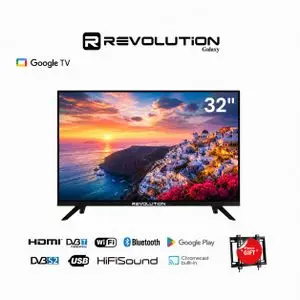 REVOLUTION Smart TV 32 Pouces Google Tv  HD - WiFi - HDMI - TNT intégré - Support mural offert - Garantie 1 an