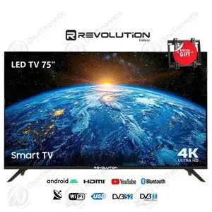REVOLUTION 75 4K Ultra HD Smart Android tv, Récepteur Intégré + Support Mural