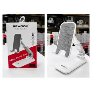 Revoox Support Téléphone Pliable Bureau – Stand Réglable pour Smartphone et Tablette – Blanc