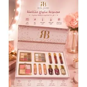 Rose Berry Coffret Maquillage Complet – Kit de Maquillage avec Palettes de Fards à Paupières, Highlighter, Rouge à Lèvres, Gloss et Vernis à Ongles – Coffret Cadeau Femme.