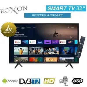 Roxon FL 32 SA - Télévison - 32" HD Smart TV Android 14 - Récepteur Intégré +TNT +HDMI +USB.