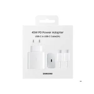 Samsung Chargeur Original Ultra Rapide 45W Adaptateur USB-C avec Câble USB-C 1M