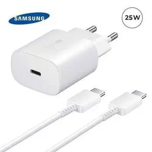 Samsung Chargeur 25W Ultra rapide secteur officiel USB C avec câble USB C