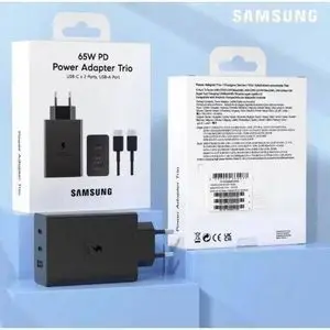 Samsung Chargeur Secteur Ultra Rapide Trio 65W 2X Ports USB Type C &amp; 1x USB Type A câble USB C