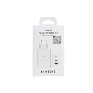 Samsung chargeur Ultra Rapide Trio 65W 2X Ports USB Type C &amp; 1x USB Type A sans câble