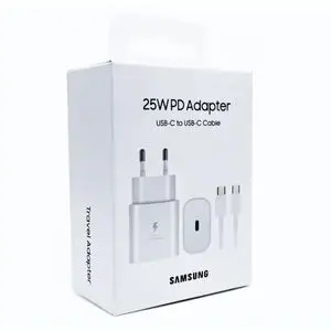 Samsung Chargeur original Ultra rapide secteur Fast Type-C vers Type-C 25W avec câble