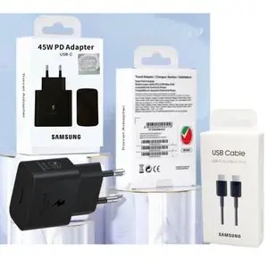 Samsung Chargeur adaptateur Officiel 45W ultra rapide avec câble cadeau original
