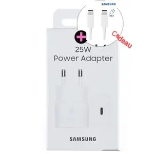 Samsung Adaptateur secteur 25W ultra rapide (câble cadeau gratuit original) 12 mois de garantie