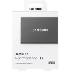 Samsung Original SSD Externe T7 USB 3.2 2TB -2000 Go (Gris) - Extreme Vitesse 1050 Mo/s