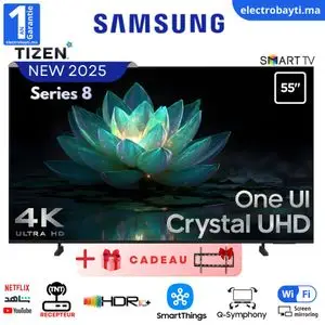 Samsung Smart TV 55'' modèle 2025 - Crystal UHD U8000F 4K - HDR10 PRO - Tizen™