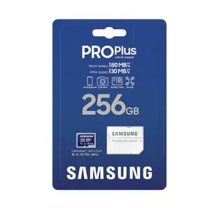 Samsung Carte mémoire PRO Plus Micro SD Card 256GB microSDXC Read/Lecture : 160MB/s,  Write/Ecriture : 160MB/s, UHS-I, U3, A2, V30, Full HD &amp; 4K UHD Memory Card Transfer 130MB/s