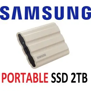 Samsung T7 Shield 2TB Antichoc, Original Portable SSD, up to 1050MB/s, USB 3.2 Gen2 , IP65 Rated- Bleu