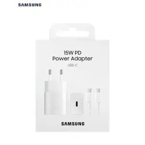 Samsung Chargeur Adaptateur 15W secteur originale Fast Type-C vers Type-C avec cable