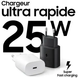 Samsung Chargeur Original  Fast Charge 25 W Pour les Galaxy  - Noir