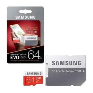 Samsung Carte Mémoire 64GB Evo Plus Micro SDXC 100MB/S avec adaptateur SD