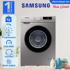 Samsung Machine à laver automatique 8Kg - 14 Programmes - 1400 T/min - WW80T3040BS - Technologie Digital Inverter, Fonction Drum Clean + Garantie 10 ans