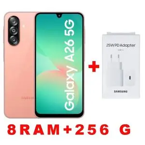 Samsung Galaxy A26 5G  6.7" (8GB RAM + 256GB ROM) - 50 Mpx +Rose-Chargeur Rapide 25W Inclus