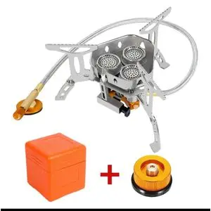 Widesea Camping gaz - Trois Rechaud pliant avec adaptateur
