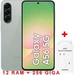 Samsung Galaxy A56 5G - 6.7''-(12 GB - 256GB)-50MP+12MP+5MP+/32MP- Vert Sauge +Chargeur Secteur Rapide 25W Inclus