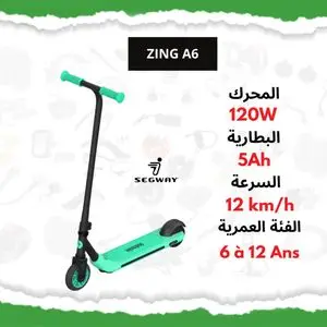 Segway Trottinette Électrique Enfant Ninebot Zing A6 – 12 km/h, 5 km Autonomie, 3 Vitesses, Ultra Légère, LED, Frein à Pied