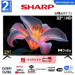 Sharp TV intelligente 32 pouces – HEVC Advance, Dolby Audio, HDMI, Ci+ - 32GLEDSHP