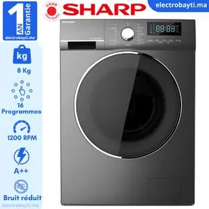 Sharp Machine à laver automatique 8Kg 1200 T/min, A++