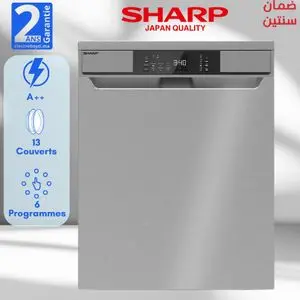 Sharp Lave-vaisselle - Acier inoxydable - 13 couverts - 6 programmes - Argent