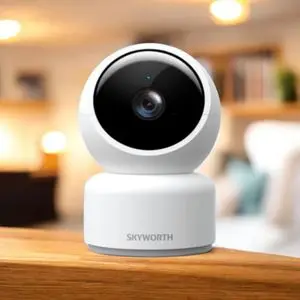 Skyworth Caméra de surveillance H30 (LC2224) – 3 Mégapixels, Objectif à focale fixe, Audio bidirectionnel, Micro SD jusqu’à 256 Go