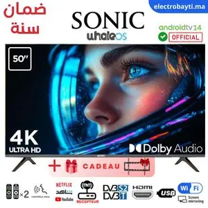 Sonic 50 Smart tv 4K UHD Système WhaleOS avec Dolby Audio, Récepteur Intégré, TNT HD