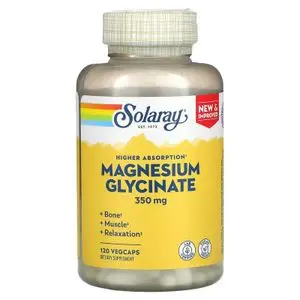 Solaray Glycinate de magnésium à haute absorption, 350 mg, 120 VegCaps
