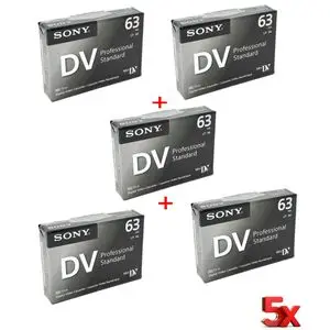 Sony 5 Cassette vidéo numérique Mini DV Professional Standard (63 min) Lot de 5