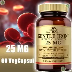 Solgar Solgar, Gentle Iron, 25 mg, 90 Vegetable Capsules, Iron Bisglycinate, Bisglycinate de fer