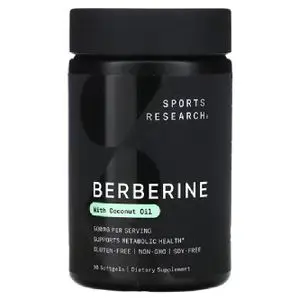Sports Research Berbérine à l'huile de noix de coco, 500 mg, 90 capsules à enveloppe molle