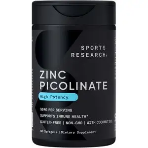 Sports Research Zinc Picolinate, High Potency , 50 mg, 60 Softgels
