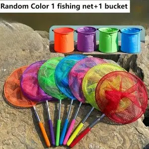 Standard Lot de 2 pièces : seau portable + filet rétractable pour pêche d'été