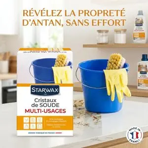 Starwax Cristaux de Soude 1,4 kg – Dégraissant, Détachant et Désodorisant Multi-Usages, Nettoyage Profond Cuisine &amp; Salle de Bain, Lessivage Avant Travaux