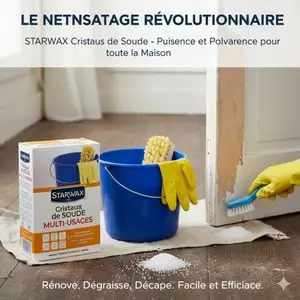 Starwax Cristaux de Soude Multi-Usages 1,4 kg – Nettoyant Intensif, Dégraissant Puissant, Lessivage Avant Peinture, Entretien Canalisations et Surfaces – Fabriqué en France