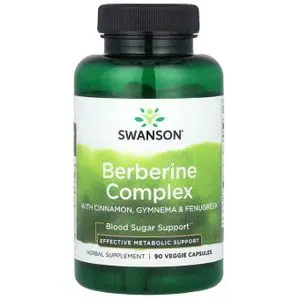 Swanson Berberine Complex, 90 Veggie Capsules berberine HCL, À la cannelle, au gymnéma et au fenugrec
