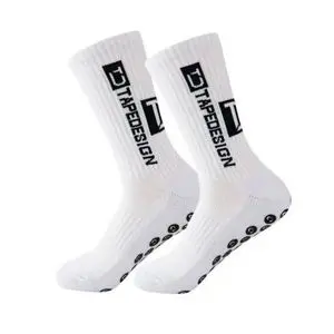 TAPEDESIGN Sports Socks for Men Women Anti-slip Grip Football Soccer Socks Thickened Towel Bottom Sweat-absorbent Deodorant BLANC