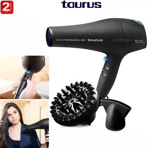 Taurus Sèche-cheveux Fashion Professional 2300 , 2200W, 2 vitesses, 3 températures, Bouton d'air froid, Moteur AC -2ans de garantie